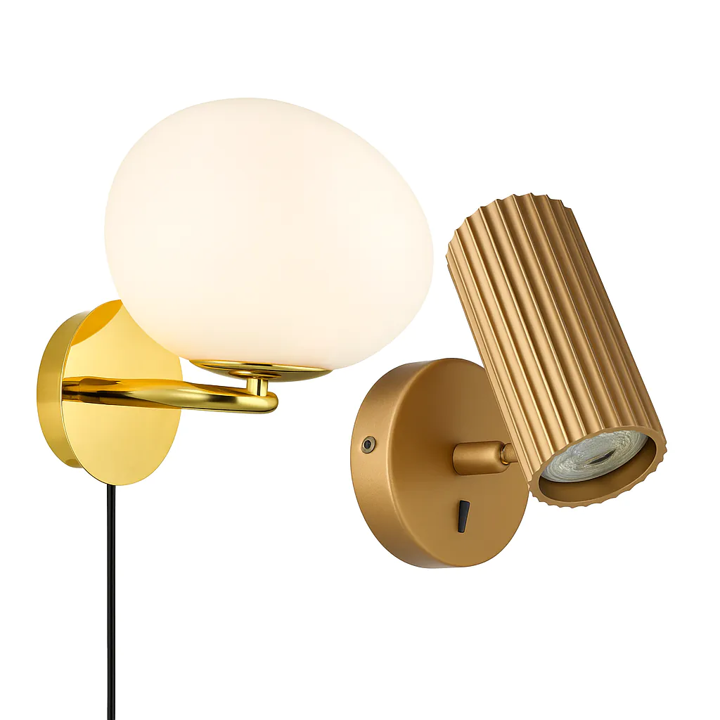 Gullmessing design vegglamper