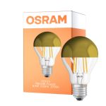 Osram Classic LED E27 Pære Filament Mirror Gull 6.5W 650lm - 827 Ekstra Varm Hvit | Erstatter 50W