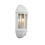 Ansell LED Veggbelysning Latina Halv Lantern Hvit - Egnet for E27 Opp Til 42W | IP65 - Bevegelses- og Lyssensor