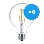 Fordelspakning 6x Philips Corepro LED Globe E27 Filament Klar 95mm 7W 806lm - 827 Ekstra Varm Hvit | Erstatter 60W