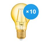 Fordelspakning 10x Osram Vintage 1906 LED E27 Pære filament gull 2.5W 220lm - 824 ekstra varm hvit | erstatter 25W