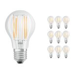 Fordelspakning 10x Ledvance Classic LED E27 Pære filament klar 7.5W 1055lm - 827 ekstra varm hvit | dimbar - erstatter 75W