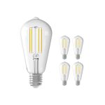 Fordelspakning 5x Calex Smart Tuya Wifi E27 Edison filament 7W 806lm - 818-830 Innstillbar Hvit | dimbar - erstatter 60W