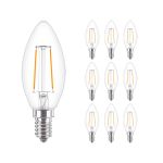 Fordelspakning 10x Philips Corepro LED Mignon E14 filament klar 2W 250lm – 827 – ekstra varm hvit | erstatter 25W