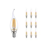 Fordelspakning 10x Noxion Lucent LED E14 Böjd topp Mignon filament klar 4.5W 470lm - 827 ekstra varm hvit | dimbar - erstatter 40W