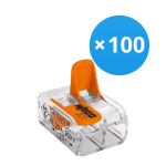 Fordelspakning 100x Wago 221-412 Skrueterminal Koblingsstykke| 2 Ståltråd Forbindelse