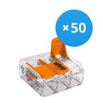 Fordelspakning 50x Wago 221-413 Skrueterminal Koblingsstykke| 3 Ståltråd Forbindelse