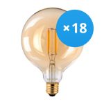 Fordelspakning 18x Noxion Lucent LED E27 Globe filament Rav 125mm 7.2W 630lm - 822 ekstra varm hvit | erstatter 60W