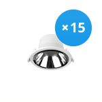 Fordelspakning 15x Noxion LED Downlight Apollo 9W 1100lm 60D - 840 Kald Hvit | 145mm - Utskjæring 120mm - Alu Reflektor - UGR <19