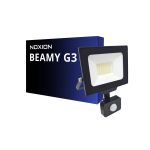 Noxion LED Flomlys Beamy G3.1 Svart 30W 3300lm 110D - 830 Varm Hvit | IP44 - Bevegelses- og Lyssensor - Symmetrisk 