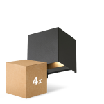 Fordelspakning 4x D'Lite Veggbelysning Elingen Svart Up & Down 4.9W 480lm - 830 Varm Hvit | IP65