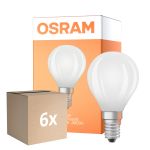Fordelspakning 6x Osram Classic LED E14 Ball Filament Matt 5.5W 806lm - 840 Kald Hvit | Dimbar - Erstatter 60W