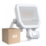Fordelspakning 4x Ledvance LED Flomlys Aluminium Hvit 17W 2200lm 100D - 830 Varm Hvit | IP65 - Bevegelses- Og Lyssensor - Symmetrisk