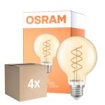 Fordelspakning 4x Osram Vintage 1906 LED E27 Globe Filament Twist Gull 8W 806lm - 922 Ekstra Varm Hvit | Beste Fargegjengivelse - Dimbar - Erstatter 60W