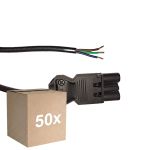 Fordelspakning 50x Noxion GST - Kompatibel Strømforsyningskabel Svart - Male + Åpne ender - 3m - 3 pole 0,75mm2