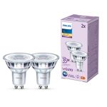 Fordelspakning 2x Philips LED Spot GU10 PAR16 4W 255lm 36D - 827 Ekstra Varm Hvit