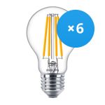 Fordelspakning 6x Philips Corepro LED Pære E27 Pære klar 10.5W 1521lm - 827 ekstra varm hvit | erstatter 100W