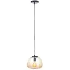 Brilliant Kaizen Pendel Lampe Glass Pendel Lampe Metall Svart Beige | 250mm - Egnet for 1x E27