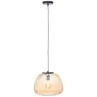 Brilliant Kaizen Pendel Lampe Glass Pendel Lampe Metall Svart Beige | 350mm - Egnet for 1x E27