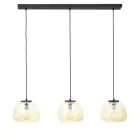 Brilliant Kaizen Pendel Lampe Glass Pendel Lampe Metall Svart Beige | Egnet for 3x E27