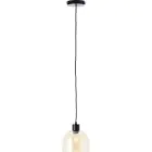 Brilliant Casto Pendel Lampe Glass Pendel Lampe Metall Svart Beige | 190mm - Egnet for 1x E27