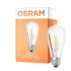 Osram Classic LED E27 Edison Filament Klar 4W 470lm - 827 Ekstra Varm Hvit | Erstatter 40W