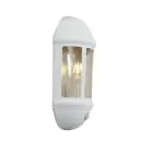 Ansell LED Veggbelysning Latina Halv Lantern Hvit - Egnet for E27 Opp Til 42W | IP65 - Bevegelses- og Lyssensor