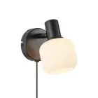 Nordlux Milford Veggbelysning Glass Svart | Egnet for 1x E14
