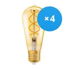 Fordelspakning 4x Ledvance Vintage 1906 LED E27 Pære gull 4W 300lm - 820 ekstra varm hvit | dimbar - erstatter 25W
