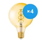 Fordelspakning 4x Osram Vintage 1906 LED E27 Globe filament gull 125mm 5W 250lm - 820 ekstra varm hvit | erstatter 25W