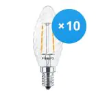 Fordelspakning 10x Philips Corepro LED Mignon E14 vridd Mignon filament klar 2W 250lm - 827 ekstra varm hvit | erstatter 25W