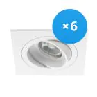 Fordelspakning 6x Noxion Innfelt Spot Boxi MR16 Vippbar Hvit | Utskjæring 80mm - GU10 sokkel
