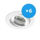 Fordelspakning 6x Noxion Innfelt Spot Drome MR16 Vippbar Hvit | Utskjæring 69mm - GU10 sokkel