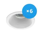 Fordelspakning 6x Noxion Innfelt Spot D-round MR16 Hvit | Utskjæring 70mm - GU10 sokkel