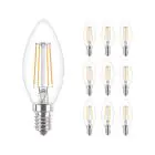 Fordelspakning 10x Philips Corepro LED Mignon E14 filament klar 4.3W 470lm - 827 ekstra varm hvit | erstatter 40W