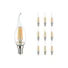 Fordelspakning 10x Noxion Lucent LED E14 Böjd topp Mignon filament klar 4.5W 470lm - 827 ekstra varm hvit | dimbar - erstatter 40W