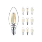 Fordelspakning 10x Philips MASTER Value LED Mignon E14 filament klar 3.4W 470lm - 927 | beste fargegjengivelse - dimbar – erstatter 40W