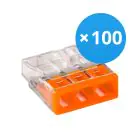 Fordelspakning 100x Wago 2273-203  Koblingsstykke | 3 Ståltråd Forbindelse