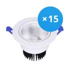 Fordelspakning 15x Bright Choice LED Downlight Runde Vippbar 15W 1200lm 60D - 930 Varm Hvit | 135mm - Utskjæring 110mm - UGR 