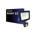 Noxion LED Flomlys Beamy G3.1 Svart 30W 3300lm 110D - 830 Varm Hvit | IP44 - Bevegelses- og Lyssensor - Symmetrisk 