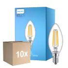 Fordelspakning 10x Philips Corepro LED Mignon E14 filament klar 6.5W 806lm - 827 ekstra varm hvit | erstatter 60W