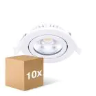 Fordelspakning 10x Noxion LED Vippbar Slim Spot Hvit Runde 6W 350lm 60D - 920-930 Dim To Warm | 85mm - IP54 - Dimbar - Beste Fargegjengivelse