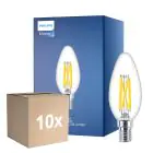 Fordelspakning 10x Philips MASTER LED E14 Mignon Filament Klar 3.4W 470lm - 922-927 Dim To Warm | Beste Fargegjengivelse - Dimbar - Erstatter 40W