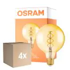 Fordelspakning 4x Osram Vintage 1906 LED E27 Globe Filament Goud 125mm 4W 300lm - 820 Zeer Warm Wit | Dimbaar - Vervangt 28W
