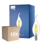 Fordelspakning 10x Philips MASTER LED E14 Bent-tip Mignon Filament Klar 3.4W 470lm - 922-927 Dim To Warm | Beste Fargegjengivelse - Dimbar - Erstatter 40W