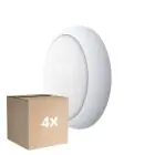 Fordelspakning 4x Noxion LED Vegg - Taklampe Pro V2 12/16/20W 2400lm - 830-840-865 CCT | 325mm - IP65 - Bevegelses- og Lyssensor + Sirkel Hvit