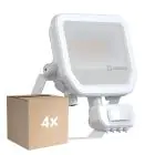 Fordelspakning 4x Ledvance LED Flomlys Aluminium Hvit 17W 2400lm 100D - 840 Kald Hvit | IP65 - Bevegelses- Og Lyssensor - Symmetrisk