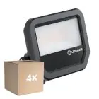 Fordelspakning 4x Ledvance LED Flomlys Aluminium Svart 17W 2400lm 100D - 840 Kald Hvit | IP66 - Symmetrisk