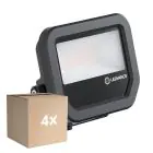 Fordelspakning 4x Ledvance LED Flomlys Aluminium Svart 8W 1200lm 100D - 840 Kald Hvit | IP66 - Symmetrisk