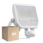 Fordelspakning 4x Ledvance LED Flomlys Aluminium Hvit 41W 6000lm 100D - 840 Kald Hvit | IP65 - Bevegelses- Og Lyssensor - Symmetrisk